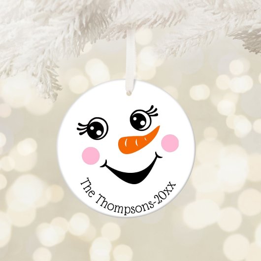 Niedlich Snowman Face Personalisierte Ornamente