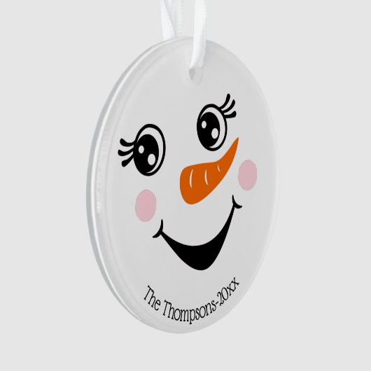 Niedlich Snowman Face Personalisierte Ornamente (Vorderseite)
