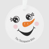 Niedlich Snowman Face Personalisierte Ornamente (Vorderseite)