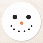 Niedlich Snowman Face Runder Pappuntersetzer (Vorderseite)