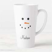 Niedlich Snowman Face White Christmas Personalisie Milchtasse (Rechts)