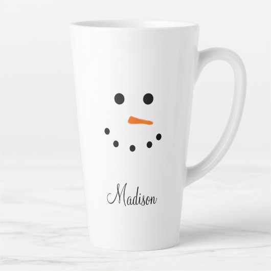 Niedlich Snowman Face White Christmas Personalisie Milchtasse (Rechts)