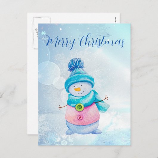 Niedlich Snowman Feiertagspostkarte (Vorne/Hinten)