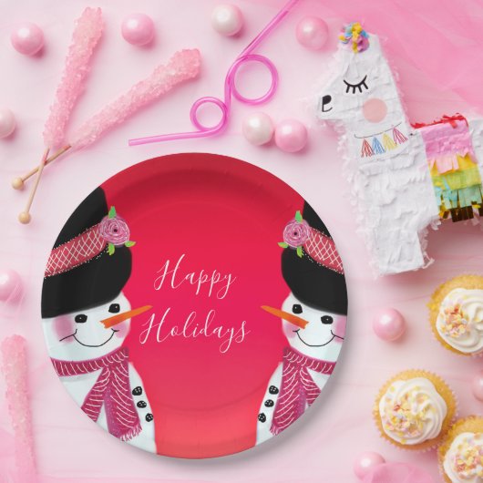 Niedlich Snowman Festive Pappteller (Party)