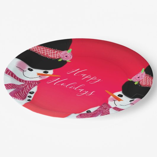 Niedlich Snowman Festive Pappteller (Schrägansicht)