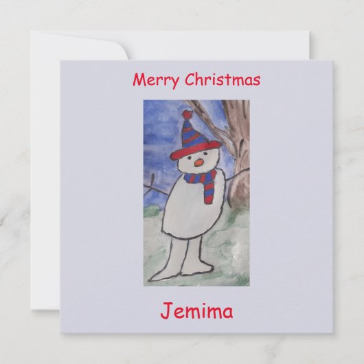 Niedlich Snowman Flat Christmas Card Karte (Vorderseite)