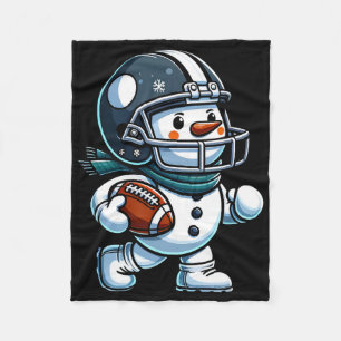 Niedlich Snowman Football Player Football Christma Fleecedecke