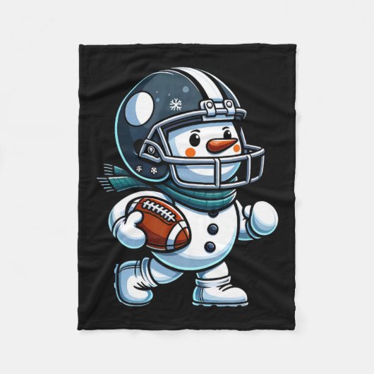 Niedlich Snowman Football Player Football Christma Fleecedecke (Vorderseite)