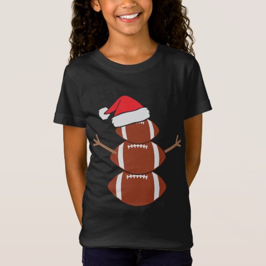 Niedlich Snowman Football Rugby Funny Christmas T-Shirt (Vorderseite)