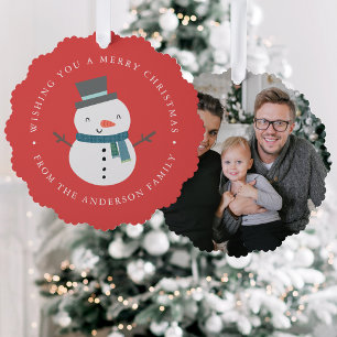 Niedlich Snowman Foto Holiday Ornament Karte