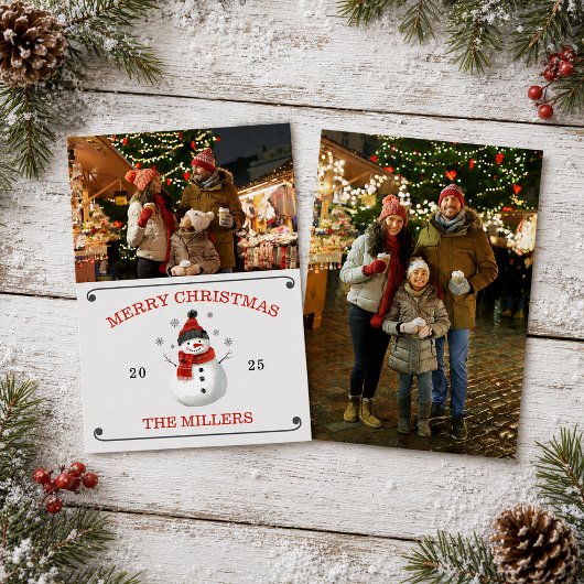 Niedlich Snowman Foto Weihnachtskarte Einladung