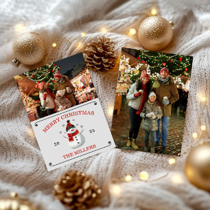 Niedlich Snowman Foto Weihnachtskarte Einladung
