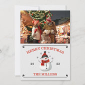 Niedlich Snowman Foto Weihnachtskarte Einladung (Vorderseite)