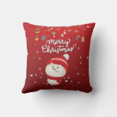 Niedlich Snowman Frohe Weihnachten Kissen (Rückseite)