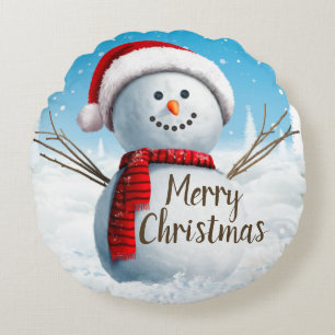 Niedlich Snowman Frohe Weihnachts-Rundkissen Rundes Kissen