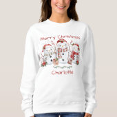 Niedlich Snowman Frohe Weihnachts-Shirt mit Namen Sweatshirt (Vorderseite)