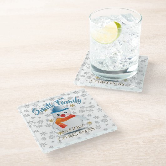 Niedlich Snowman Glasuntersetzer (Schrägansicht)