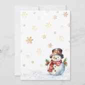 Niedlich Snowman Gold Snowflakes Weihnachts-Party Einladung (Rückseite)