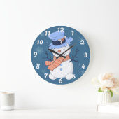 Niedlich Snowman Große Wanduhr (Zuhause)