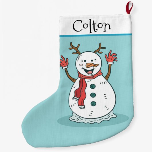 Niedlich Snowman Großer Weihnachtsstrumpf (Rückseite)
