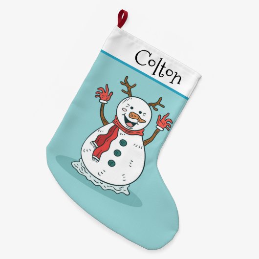 Niedlich Snowman Großer Weihnachtsstrumpf (Vorderansicht (hängend))