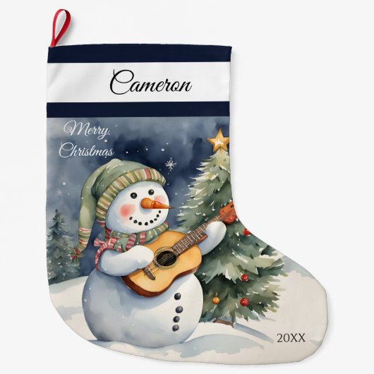Niedlich Snowman Guitar Großer Weihnachtsstrumpf (Vorderseite)