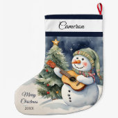 Niedlich Snowman Guitar Großer Weihnachtsstrumpf (Rückseite)