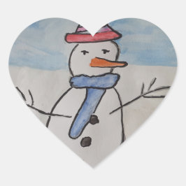 Niedlich Snowman Herz-Aufkleber