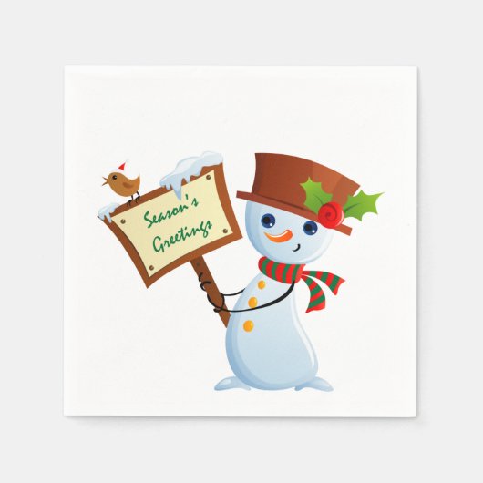 Niedlich Snowman Holiday Party Paper Napkin Set Serviette (Vorderseite)