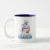 Niedlich Snowman Hot Chocolate Weather Retro Zweifarbige Tasse (Links)