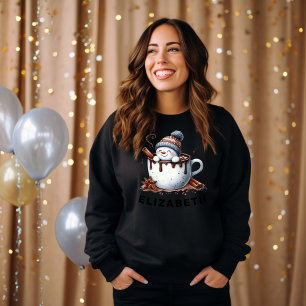 Niedlich Snowman Hot Cocoa Weihnachten Schwarz Cus Sweatshirt