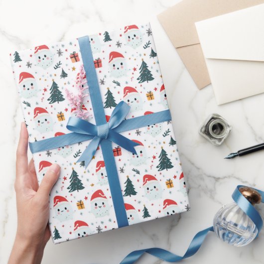 Niedlich Snowman I Weihnachtsbaum Weiß Geschenkpapier (Schenken)