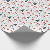 Niedlich Snowman I Weihnachtsbaum Weiß Geschenkpapier (Ecke)