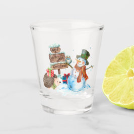 Niedlich Snowman Igel Holly Jolly Weihnachten Schnapsglas