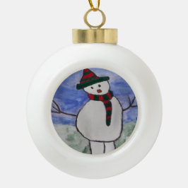 Niedlich Snowman Keramik Kugel-Ornament