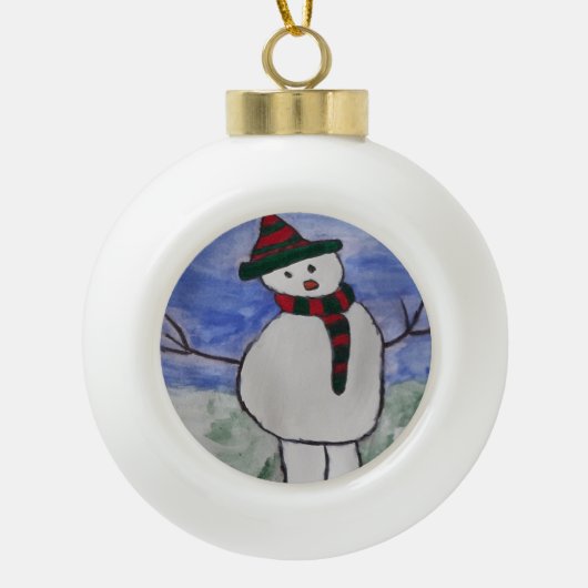 Niedlich Snowman Keramik Kugel-Ornament (Vorderseite)