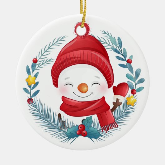 Niedlich Snowman Keramik Ornament (Vorne)