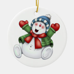 Niedlich Snowman Keramik Ornament