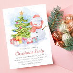Niedlich Snowman Kids Weihnachts-Party Einladung<br><div class="desc">Dieses niedliche Urlaubsdesign besticht durch einen skurrilen Schneemann neben einem Weihnachtsbaum, der von Geschenken umgeben ist. Fügen Sie Ihre personalisierten Informationen für Ihre Weihnachtsfeiertage Party Einladungen hinzu. Bearbeiten Sie den Text einfach in den dafür vorgesehenen Textfeldern. #christmas #holidays #saisononal #festive #snowman #winter #winter #snowflakes#christmastree #floral #botanical #fir #holly #modern #chic...</div>