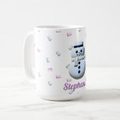 Niedlich Snowman Marshmallow Personalisiert Kaffeetasse (Vorderseite Links)