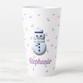 Niedlich Snowman Marshmallow Personalisiert Latte  Milchtasse (Vorderseite)