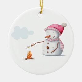 Niedlich Snowman Marshmallows Frohe Weihnachten Keramik Ornament