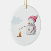 Niedlich Snowman Marshmallows Winter Keramik Ornament (Rechts)