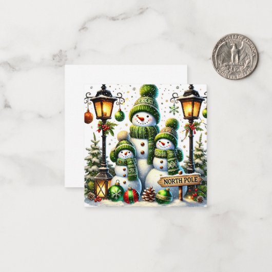 Niedlich Snowman Mitteilungskarte (Vorderseite/Rückseite Beispiel)