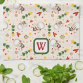 Niedlich Snowman Monogram Erstweihnachtsfest Geschirrtuch (Gefaltet)