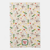 Niedlich Snowman Monogram Erstweihnachtsfest Geschirrtuch (Vertikal)