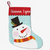 Niedlich Snowman Monogram Kids Kleiner Weihnachtsstrumpf (Vorderseite)