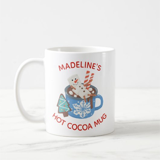 Niedlich Snowman Name Hot Cocoa Kaffeetasse (Links)
