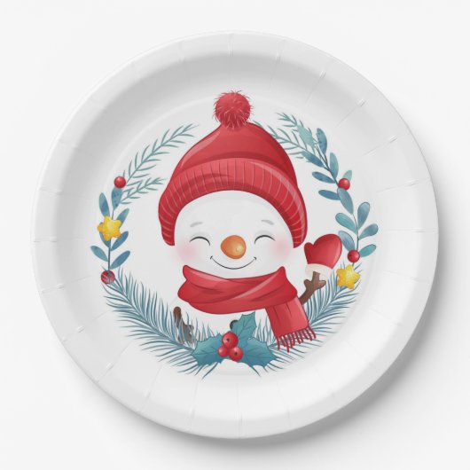 Niedlich Snowman Pappteller (Vorderseite)