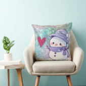 Niedlich Snowman Pastel Pattern Herz Kissen (Stuhl )